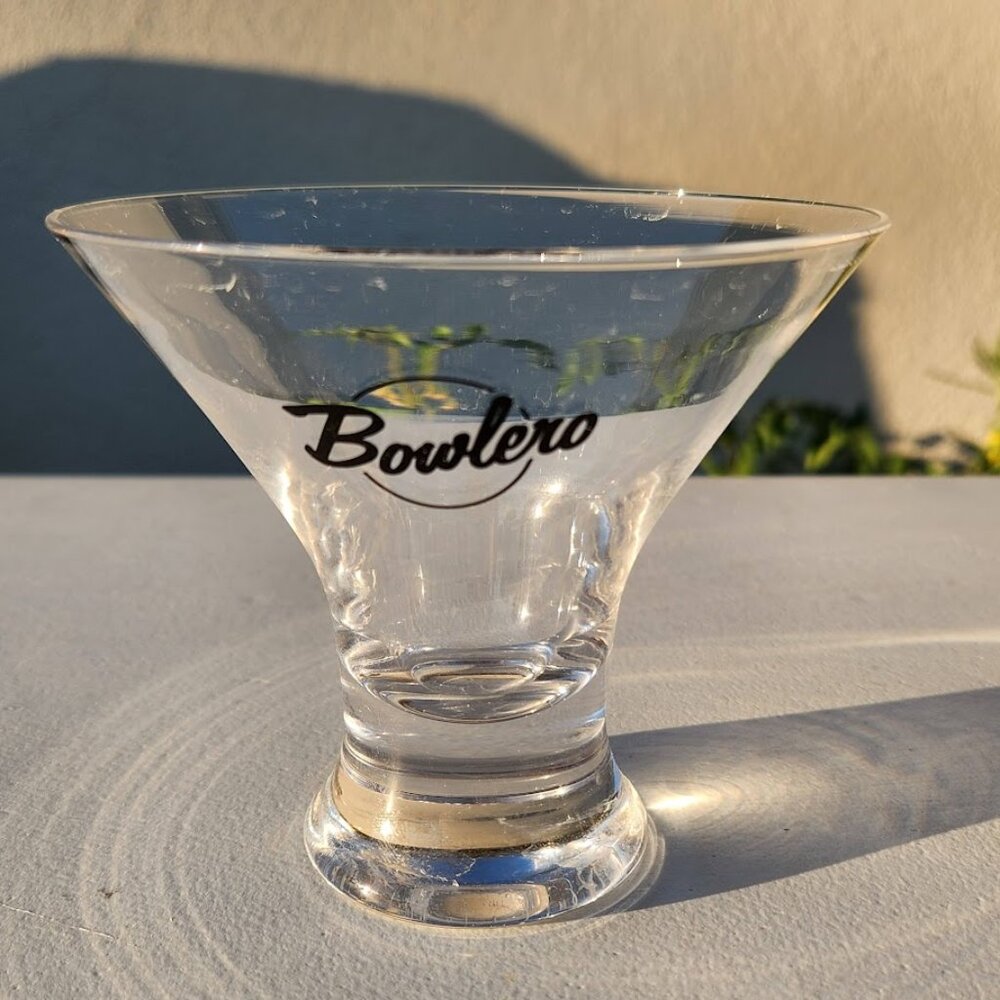 Bowlero Martini Liquor Cocktail Drinking Glass Stemless Heavy Base Bottom Bowlin